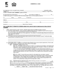 South Carolina Realtor Commercial Lease Agreement Form