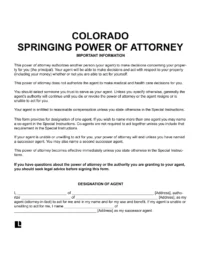 Colorado springing power of attorney form