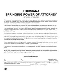 Louisiana Springing Power of Attorney form
