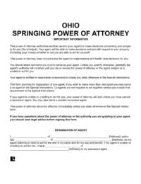 Ohio Springing Power of Attorney 