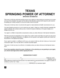 Texas Springing Power of Attorney 