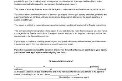 Springing Power of Attorney Form