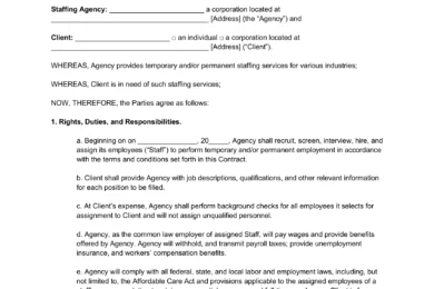 Staffing Agency Contract Template