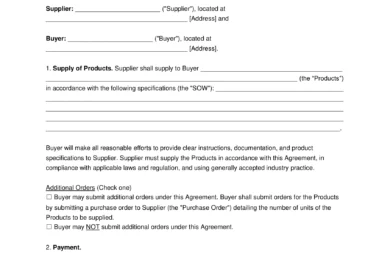 Supply Agreement template