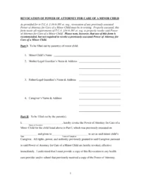 Tennessee Revocation of Power of Attorney for Care of Minor Child Form