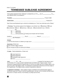 Tennessee Sublease Agreement Template