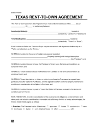 Texas Rent-to-Own Lease Agreement