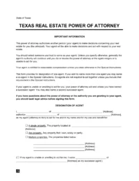 Texas Real Estate Power of Attorney Form