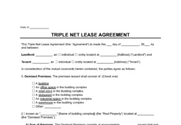 Triple Net Lease Agreement Form