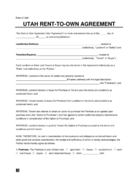 Utah Rent-to-Own Lease Agreement