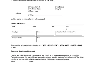 utah vehicle bill of sale