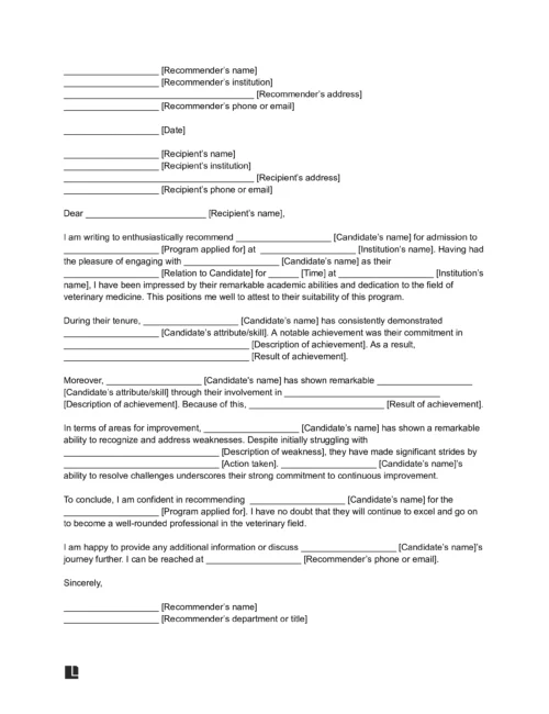 Sample of a Letter of Recommendation for Vet School
