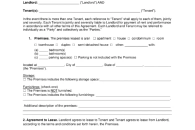 Virginia Beach Residential Lease Agreement Template