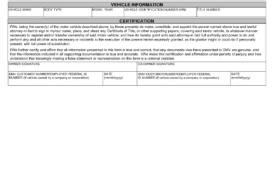 Virginia Motor Vehicle Power of Attorney Form VSA-70
