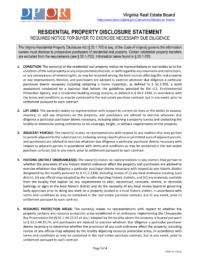 Virginia Residential Property Disclosure Statement Form