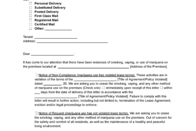 Warning Letter for Smoking Marijuana Template