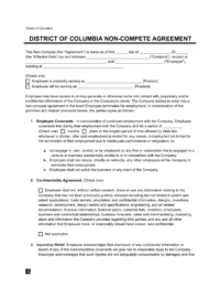 Washington DC Non-Compete Agreement Template