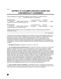 Washington DC Non-Disclosure Agreement