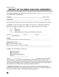 Washington DC Sublease Agreement Template