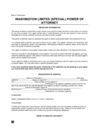 Washington Limited Power of Attorney Form