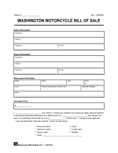 washington motorcycle bill of sale