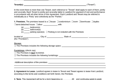 Sample of a Week-to-Week Lease Agreement Template
