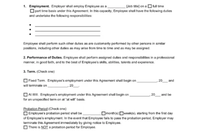 West Virginia Employment Contract Template