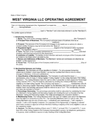 West Virginia LLC Operating Agreement Template