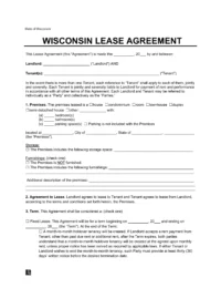 Wisconsin Lease Agreement Template