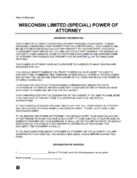 Wisconsin Limited Power of Attorney Form