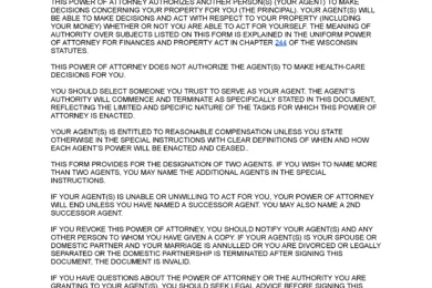 Wisconsin Limited Power of Attorney Form