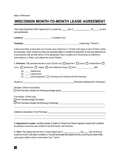 Wisconsin Month-to-Month Rental Agreement