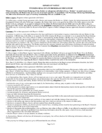 Wyoming Real Estate Brokerage Disclosure Form