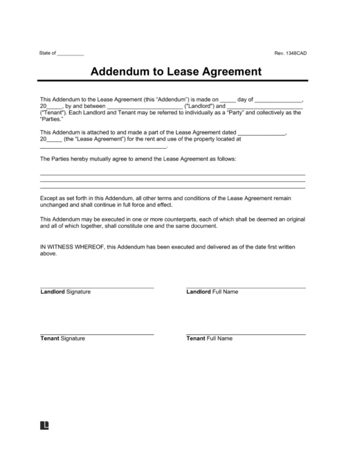 addendum to lease agreement