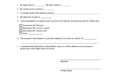 Affidavit of Identity Template