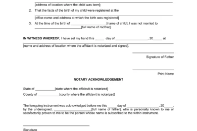 affidavit of paternity form