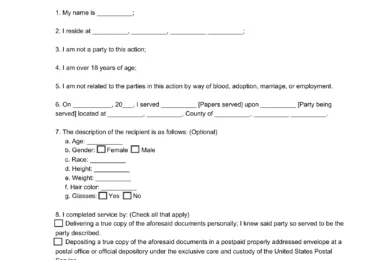 Affidavit of Service Template