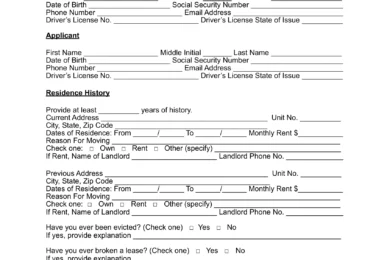 Arizona Rental Application Form