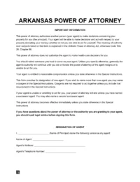 Arkansas Power of Attorney Form