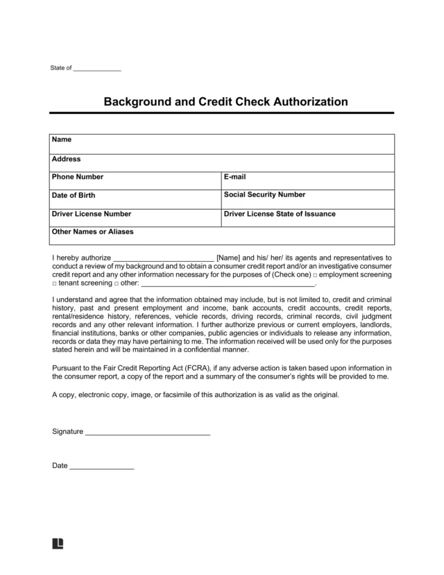 background check authorization form