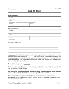 bill of sale form