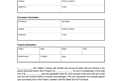 california firearm bill of sale