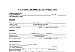 California Rental Application Form