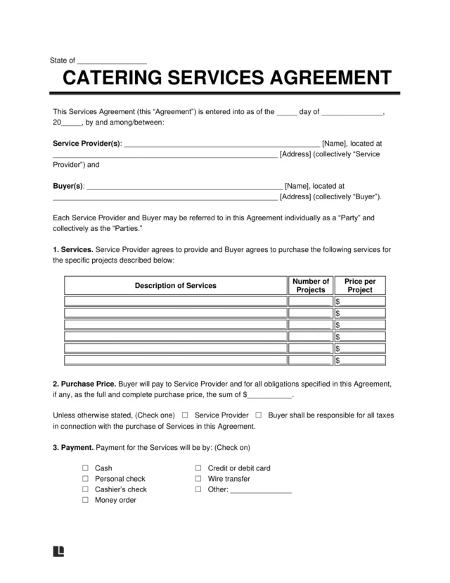 catering service contract template