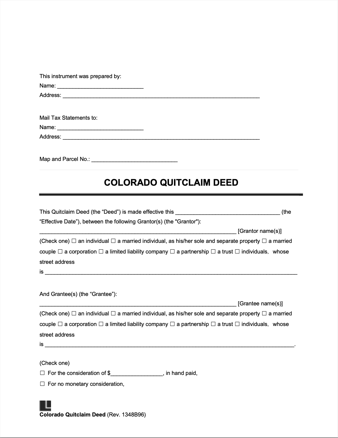 colorado quitclaim deed form