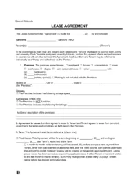 Colorado Lease Agreement Template