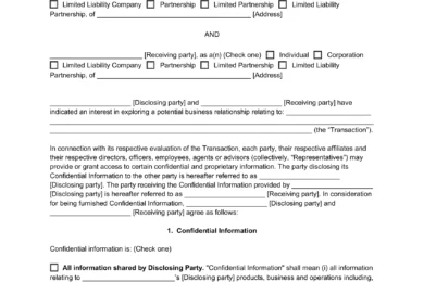 confidentiality agreement template