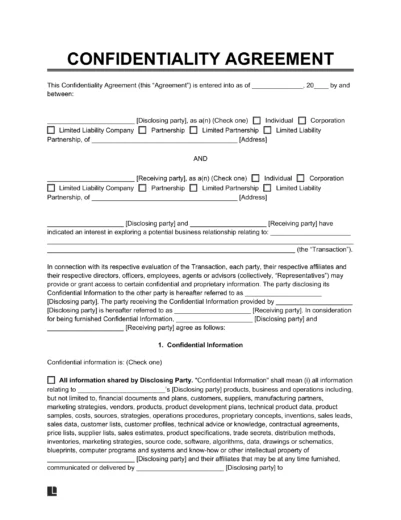 confidentiality agreement template