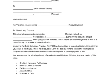 debt validation letter