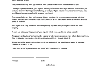 Delaware Power of Attorney Form